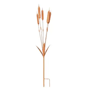 Wheat Ear Metal Garden Stake, Rustic Outdoor Art Sculpture, Decorative Plant Stake for Lawn, Patio and Flower Beds