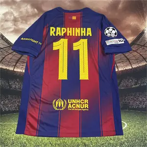 2025 2026 FCB Home Red Blue 11 Raphinha Short Sleeve Soccer Jersey
