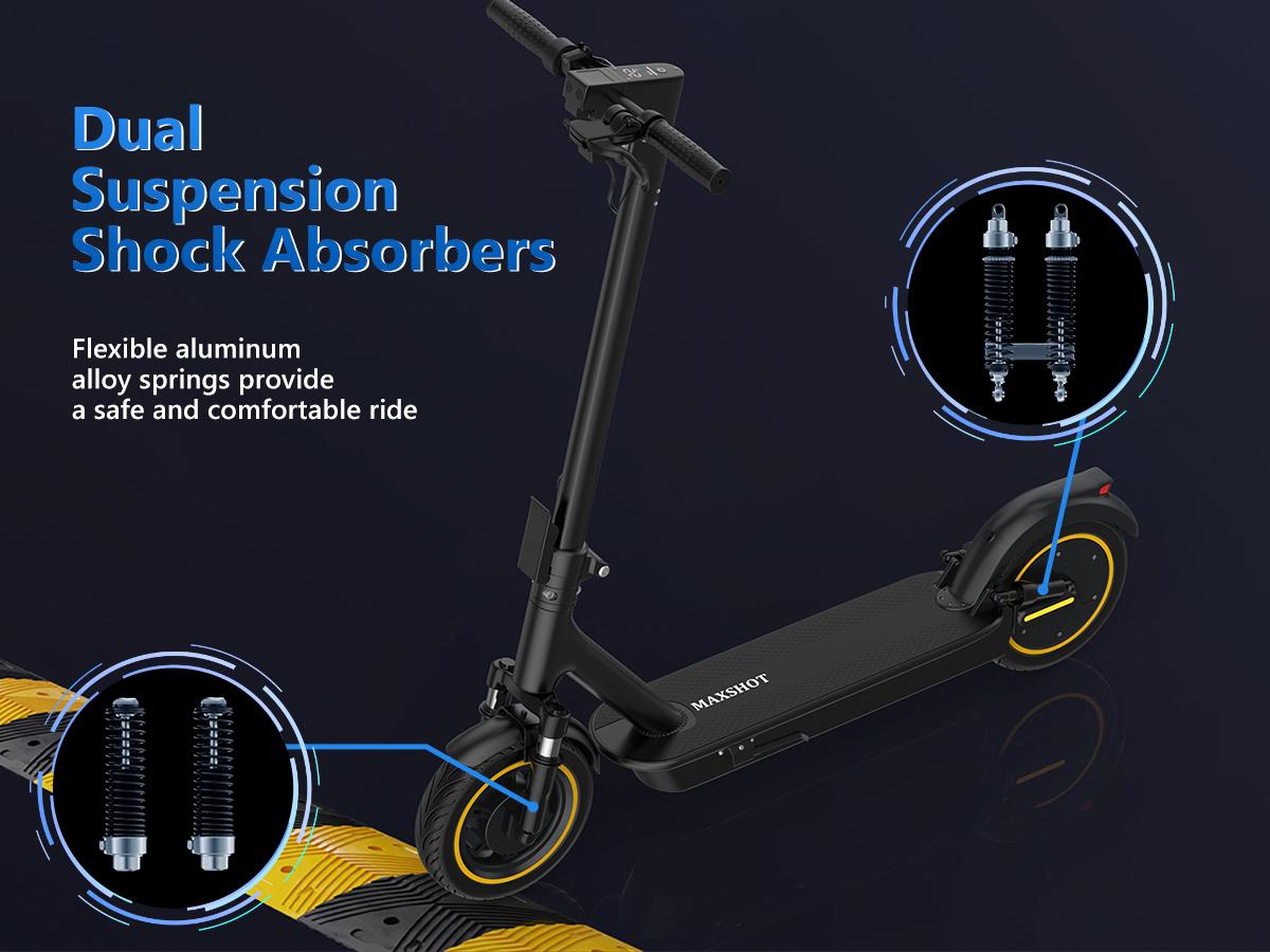 AOVOPRO Esmax High-Speed Electric Scooter 10-inch solid tires 500W motor with front and rear dual shock absorption, range of 22-30 miles, top speed of 22 mph, dual braking system, LED lights, app control, aluminum alloy frame, Springtok。 AOVOPRO Esmax High-Speed Electric Scooter 10-inch solid tires 500W motor with front and rear dual shock absorption, range of 22-30 miles, top speed of 22 mph, dual braking system, LED lights, app control, aluminum alloy frame, Springtok。