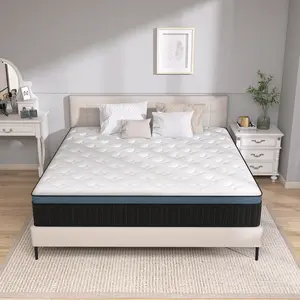 Spring 12"14" Memory Foam Hybrid Pocket Spring Beds Mattress in A Box - Twin, Full, King, and Medium Firm Sizes Bedroom Modern
