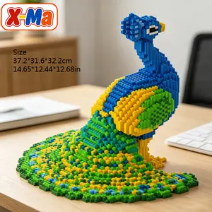 Colorful Peacock Building Blocks Set - Large 3D Micro Brick Animal DIY Toy for Home Decor & Collectors