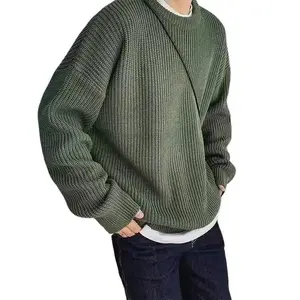 Korean Fashion Sweaters Men Autumn Solid Color Wool Sweaters Slim Fit Men Street Wear Mens Clothes Knitted Sweater Men Pullovers Knitwear Menswear Tops Gamis