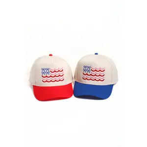 Bow American USA Flag 5 Panel Two Tone Caps