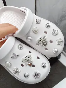 16/18 Piece Fashionable Abs Silver Color Bowknots, Detachable DIY Shoe Flowers, Multifunctional Shoe Clips for Women, Perfect for Parties