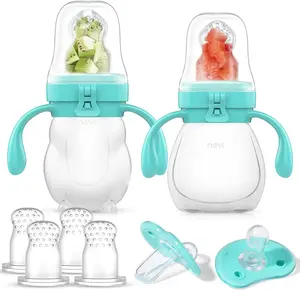 NCVI Baby Fruit Feeder, Silicone Teething Relief Toy, Appetite Stimulation for Feeding, BPA Free, 2Pack (Bear&Rabbit)