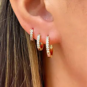 European and American Round Diamond Earrings 3-Piece Set Simple Elegant Copper Ear Clips Christmas Valentine's Day Gift for Girlfriend Exquisite Earrings
