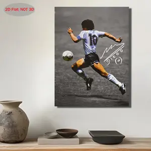 1 Piece Retro Maradona Football Canvas Art-2D Wooden Frame, Myth Sports Poster, 11.8 X15.7 Inches, Suitable for Bedroom, Living Room, Office Decorations, Digital Download, Holiday Gift, Aesthetic Room Decoration