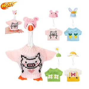 4 Set 7 Inch Mini Desk Goose Knitted Outfits Cute Magnetic Goose Key Holder Multiple Colors Clothes for Home Office Magnetic Duck Statue Table Desk Key Holder Decor Gifts Fresh Suitable Valentine's Day St Patrick's Day Easter