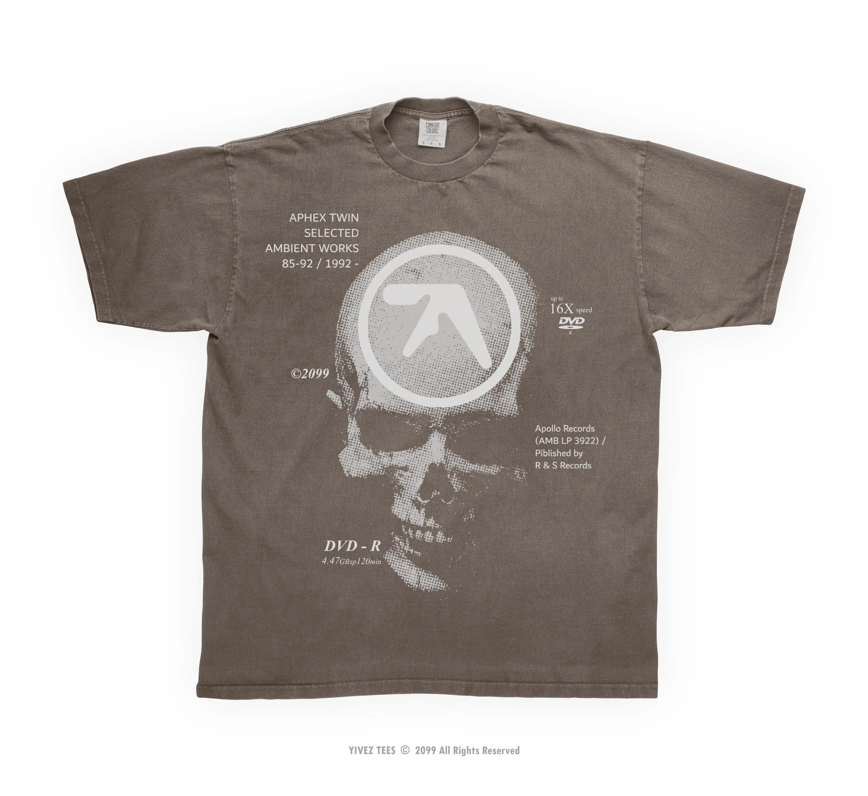 Vintage Aphex Twin T-Shirt Selected Ambient Works 85-92 Music Concert Outfit Trendy Y2k Aesthetic Skull Graphic Tee 90s Music Lovers