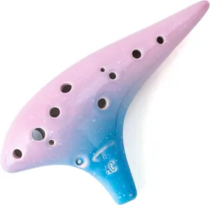 Notes 12 Hole Sweet Potato Ocarina Graceful Shape Pottery Ocarina in Alto C (Sea Rose)