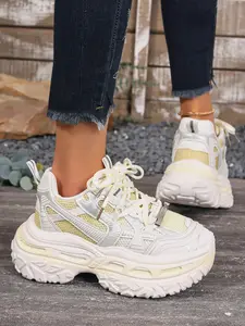 Women's Breathable Mesh Sneakers, Thick Sole Height-Boosting Casual Shoes, Summer Fashion Footwear for Daily Wear & Sports