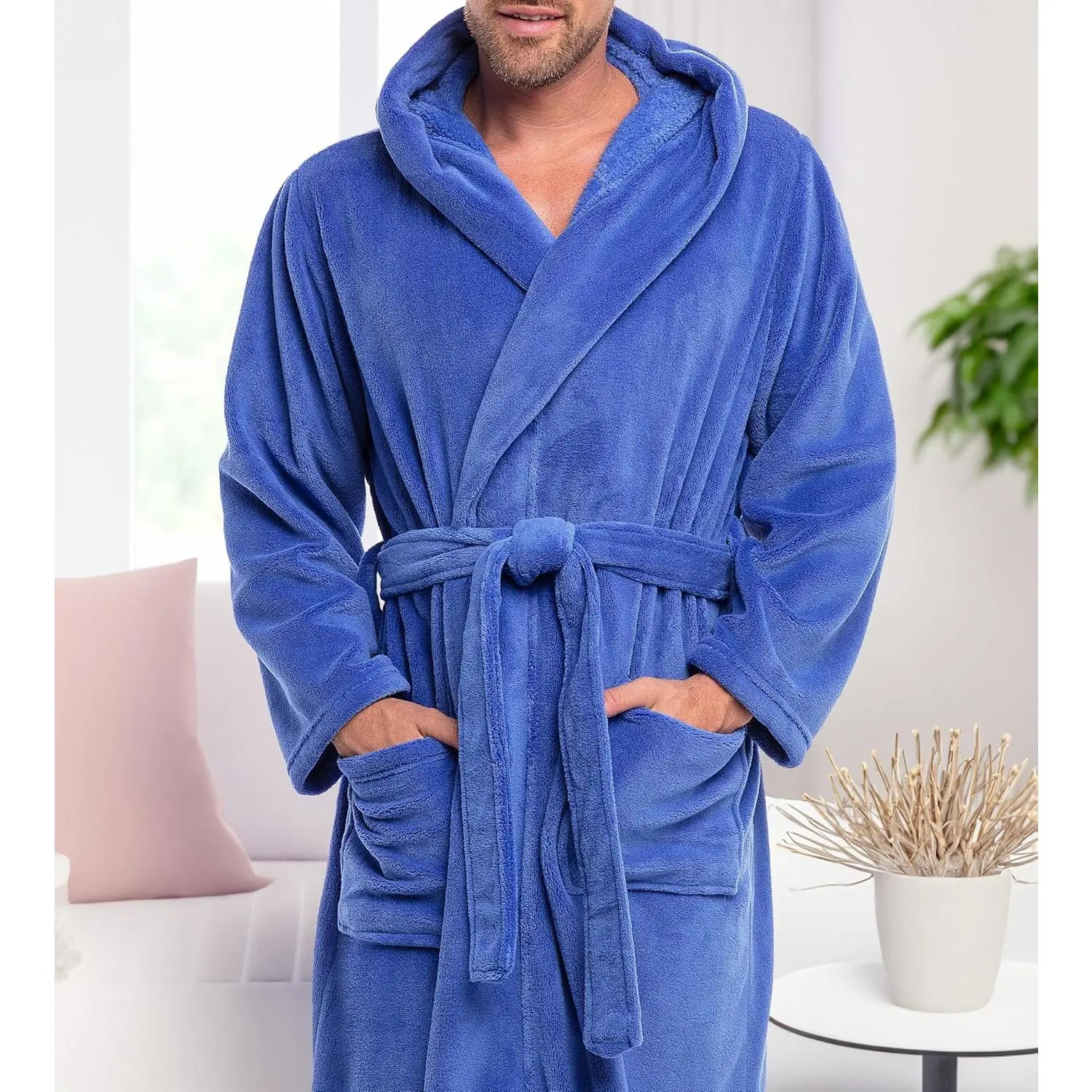 Alexander Del Rossa Mens Robe With Hood, Plush Fleece Hooded Mens Bathrobe, Big And Tall Bath Robe For Men Alexander Del Rossa Mens Robe With Hood, Plush Fleece Hooded Mens Bathrobe, Big And Tall Bath Robe For Men