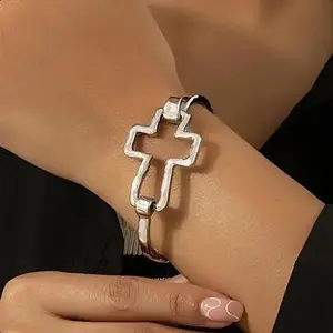 Cross Pattern Sports Wristband, Unisex Cuff Bangle Bracelet, Minimal All-Match Fashion Accessory, Soft Daily Wear Jewelry, Casual Outfit Decor, Birthday Holiday Gift for Men and Women