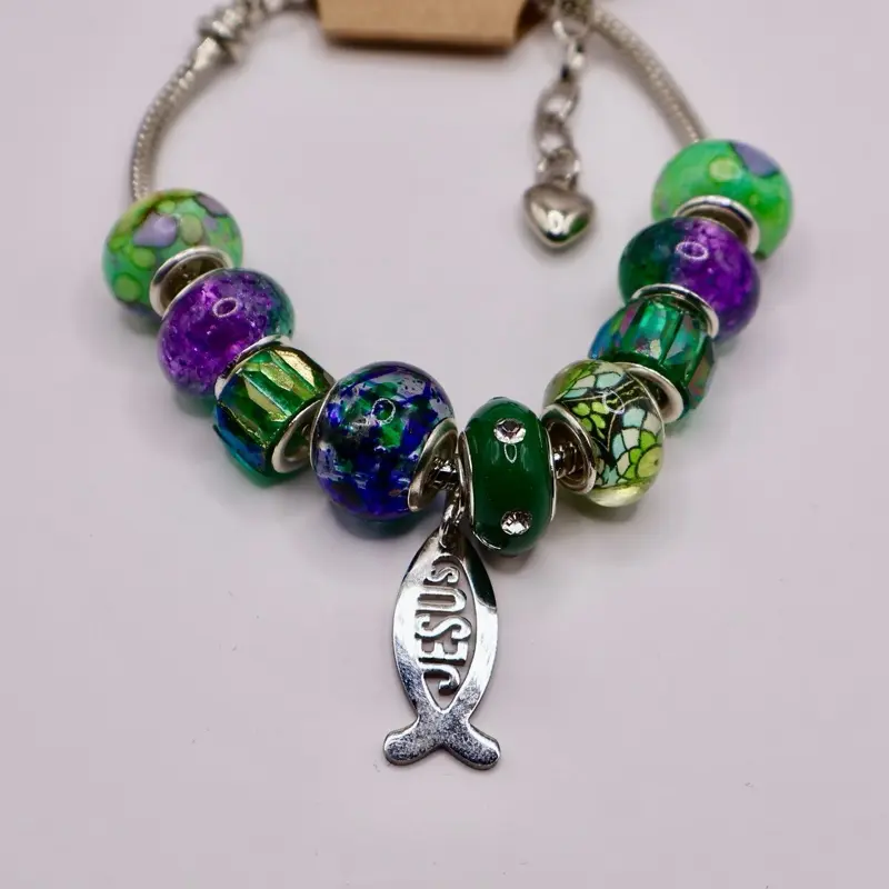 Custom Prayer Bracelets - Multi-Colored Beads with Unique Designs and Charms, Adjustable Chain Included