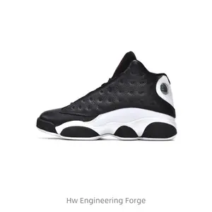 Leather reversed Panda comfortable sports anti-slip, lightweight and shock-absorbing mid-top basketball shoes in black