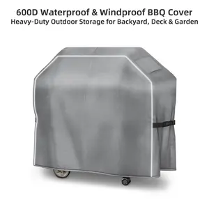 Outdoor Barbecue Cover, 1 Count Waterproof Dust-proof Grill Cover with Drawstring & Buckle, Barbecue Accessories for Outdoor Camping Picnic