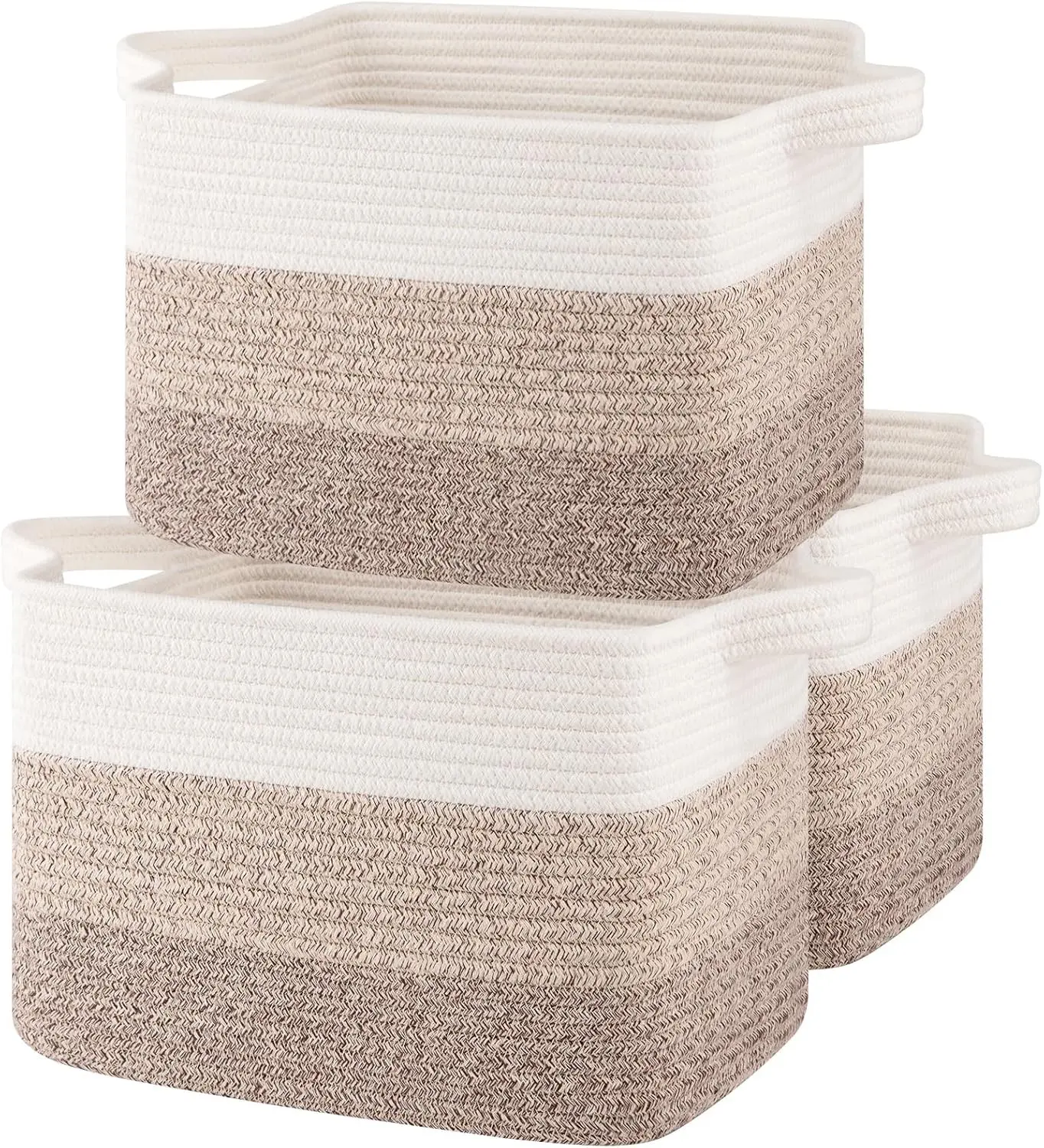 Storage Baskets for Organizing, Woven Baskets for Shelves, Rectangle Decorative Organizer for Storage Clothes, Toy, Books, Towels Nursery Bins 3 Pack (Gradient Yellow, 13"x9.85"x8.7")