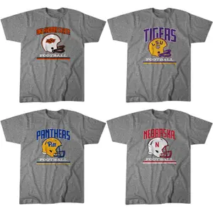 Vintage College Football Graphic T Shirt Collection, Retro Helmet Sports Fan Tee, Classic Game Day Unisex Cotton Shirt Multiple Teams Style