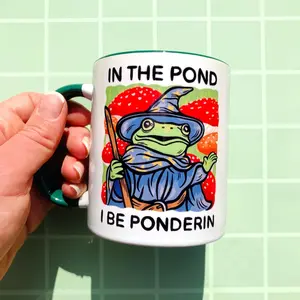 Funny Frog Mug Mushroom Cup Wizard Coffee Cup Hilarious Magic Themed Gift Fantasy Lover Mug Nerdy Humor Mug Nerd Boyfriend Gift Gamer Mug