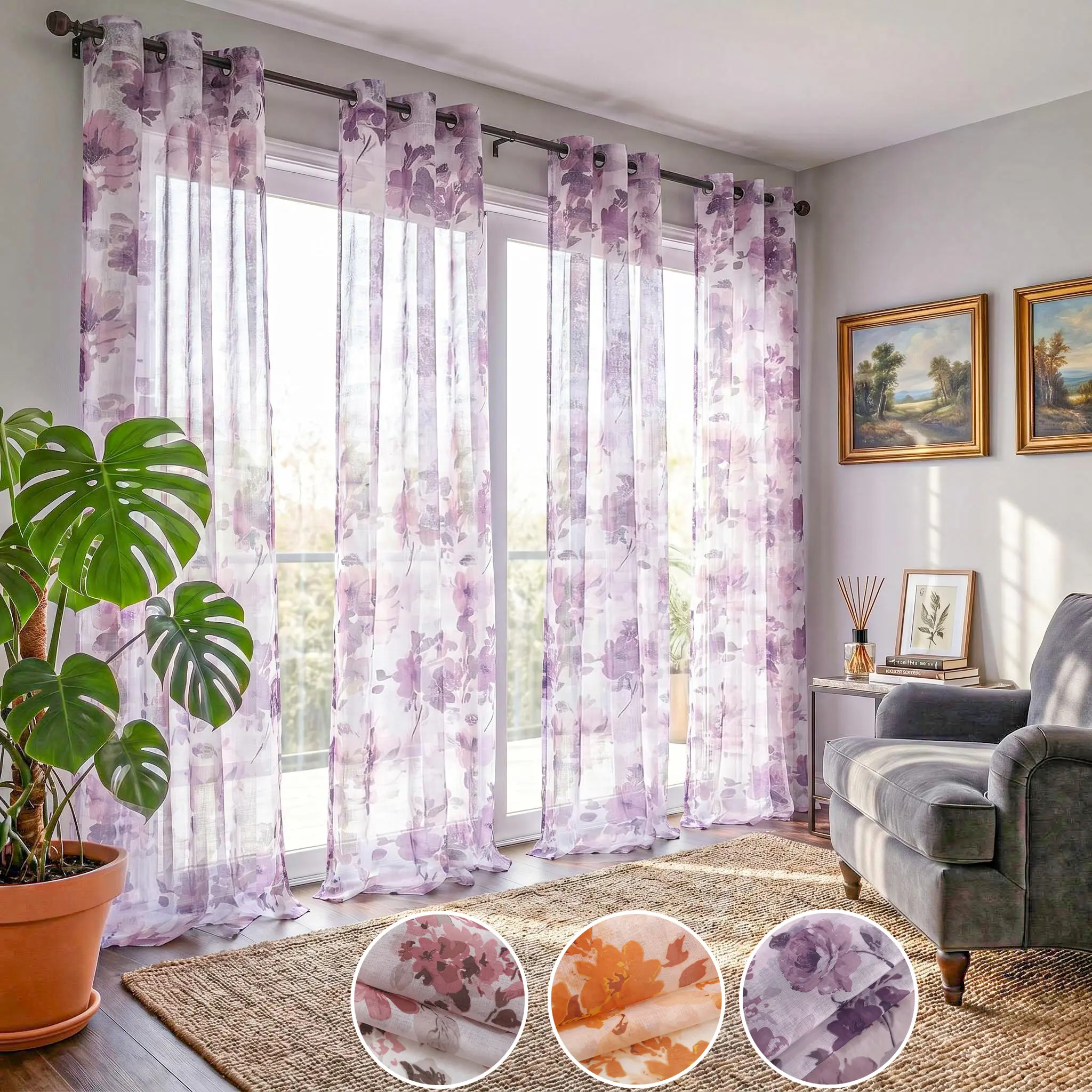 Curtain Vibes 4-Piece Grommet Curtains - 34x84 in Vintage Small Flower & Dot Print Dolly Yarn Drapes, Wrinkle Resistant, Breathable Lightweight Flat Weave, Cottagecore Aesthetic, Grommet Quick Hang for Bedroom/Kitchen MP12