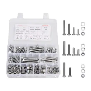 【fathersdaygift】VEVOR 246 Pcs Bolts and Nuts Assortment Kit,  , Imperial Screws and Flat Washers, Stainless Steel 1/4-20,5/16-18,3/8-16, Spring Lock Washers for Furniture / Equipment /Vehicle Assembly with Case