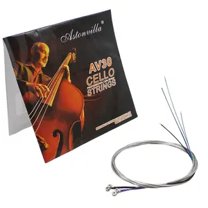 Aston Villa Cello Strings Steel Core German Silver Wound, High-Quality Musical Instrument Parts, Durable and Resonant Performance