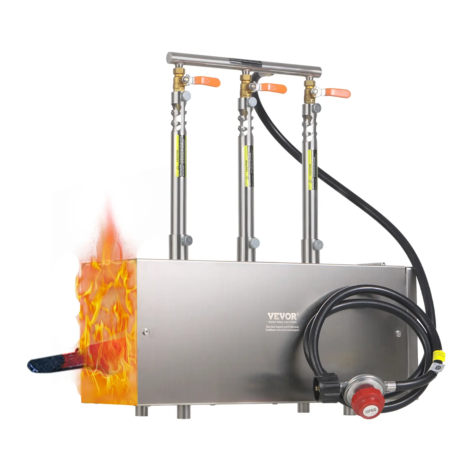 【Summerfinds】VEVOR Portable Propane Forge, 3 Burners, 2600℉ Tool and Knife Making Blacksmithing Farrier Forge, Large Capacity Square Shape, Stainless Steel Gas Forging Tools and Equipment, Use for Metal Forging