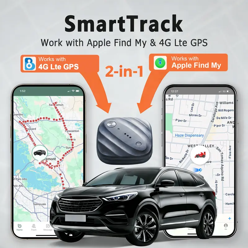 Benarlee 2-in-1 SmartTrack Work With Apple Find My & 4G LTE GPS, No AirTag Range Anxiety,Real-Time Tracking for Elderlys, Kids, Vehicles, Luggages ,Earbuds,Wallets ,Phone Finder,Key Finder,Water Resistant