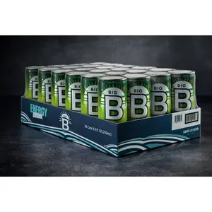 Big B Energy Drink Summer Melon Case of 24 Cans with 80mg Caffeine & B-Vitamin Complex for Energy Boost