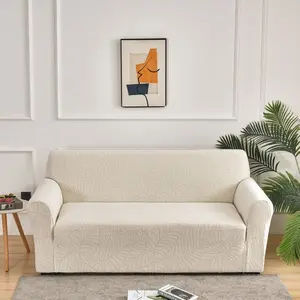 Dark Pattern Leaf Embroidered Elastic Sofa Cover, Pure Sofa Protector, Single/dual/triple/quad Seat, Pet-Proof Furniture Guard