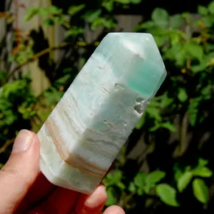 3.6in 211g Caribbean Blue Calcite Crystal Tower, Pakistan