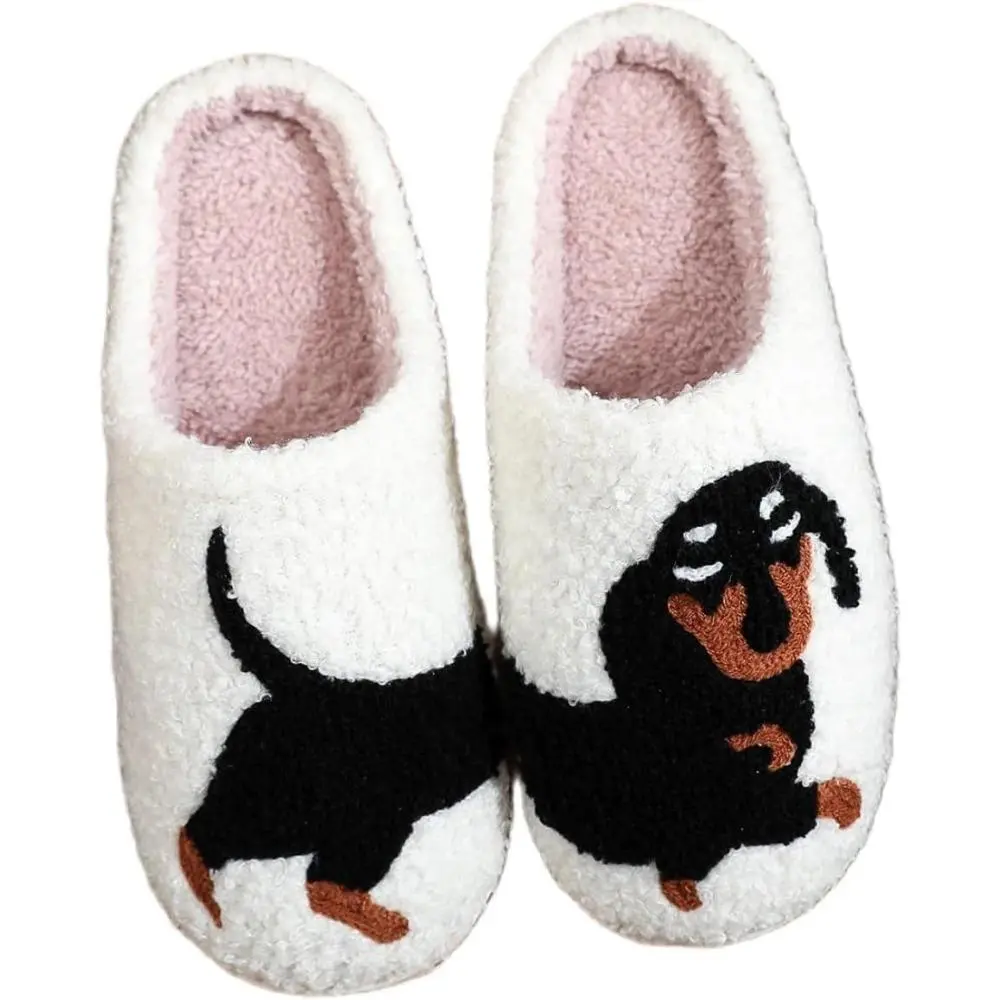 Fuzzy Cartoon Puppy Slide Slippers - Anti-Slip Grip Animal-Faced Cartoon Anime Character Home Footwear for Women & Men, Warm Autumn Winter Indoor-Outdoor Casual Shoes, Slide Slipper, Slippers For Women