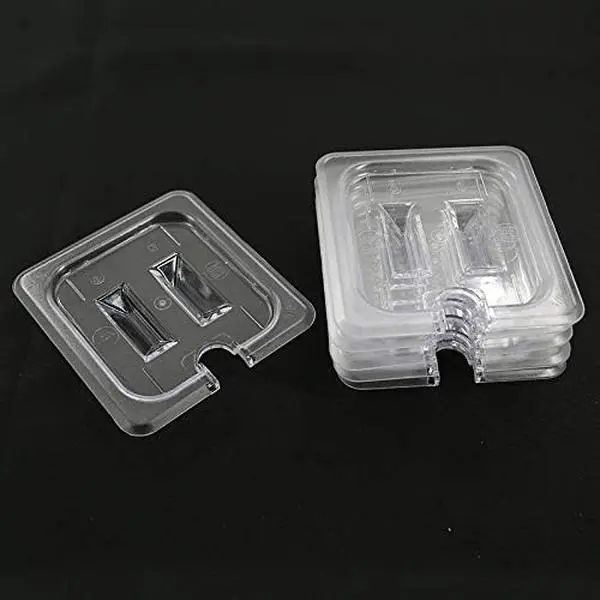 Hakka 6-Pack 1/6 Size Polycarbonate Food Storage Pans with Notched Lids, FDA-Listed PC Materials, Freezer-Safe, Stackable, Maintains Freshness for Restaurant Kitchens