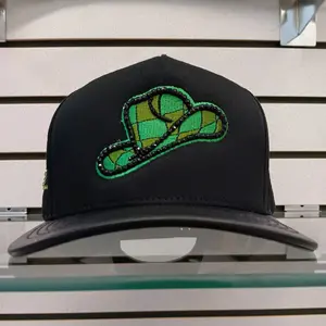 GREEN SOMBRERO CHAVO WITH BLACK AND GREEN ROCK VINIL BRIM HAT     100% ORIGINAL AND GUARANTEED QUALITY J/A