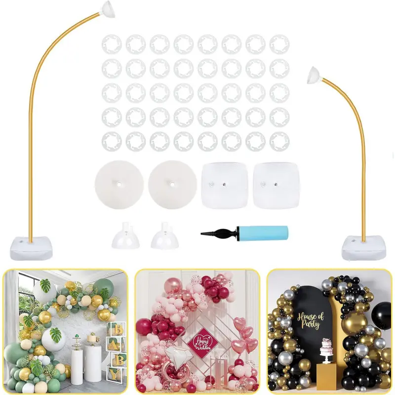 Flexible Balloon Arch Kit, 250cm & 150cm Bendable Support Stand with Base & Water Bag, Reusable Frame for Wedding Christmas New Year Birthday Anniversary Graduation Party Decor, Balloon Party Supplies, Balloon Arch Stands