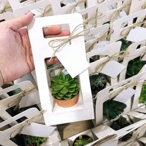 10pcs Cowhide Paper Flower Box, Plant Fresh Flowers Handbag, Succulent Small Potted Packaging Box, Foldable Handbag