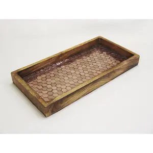 NuSteel  13 x 6.5 in. Copper Mosaic Wooden Tray