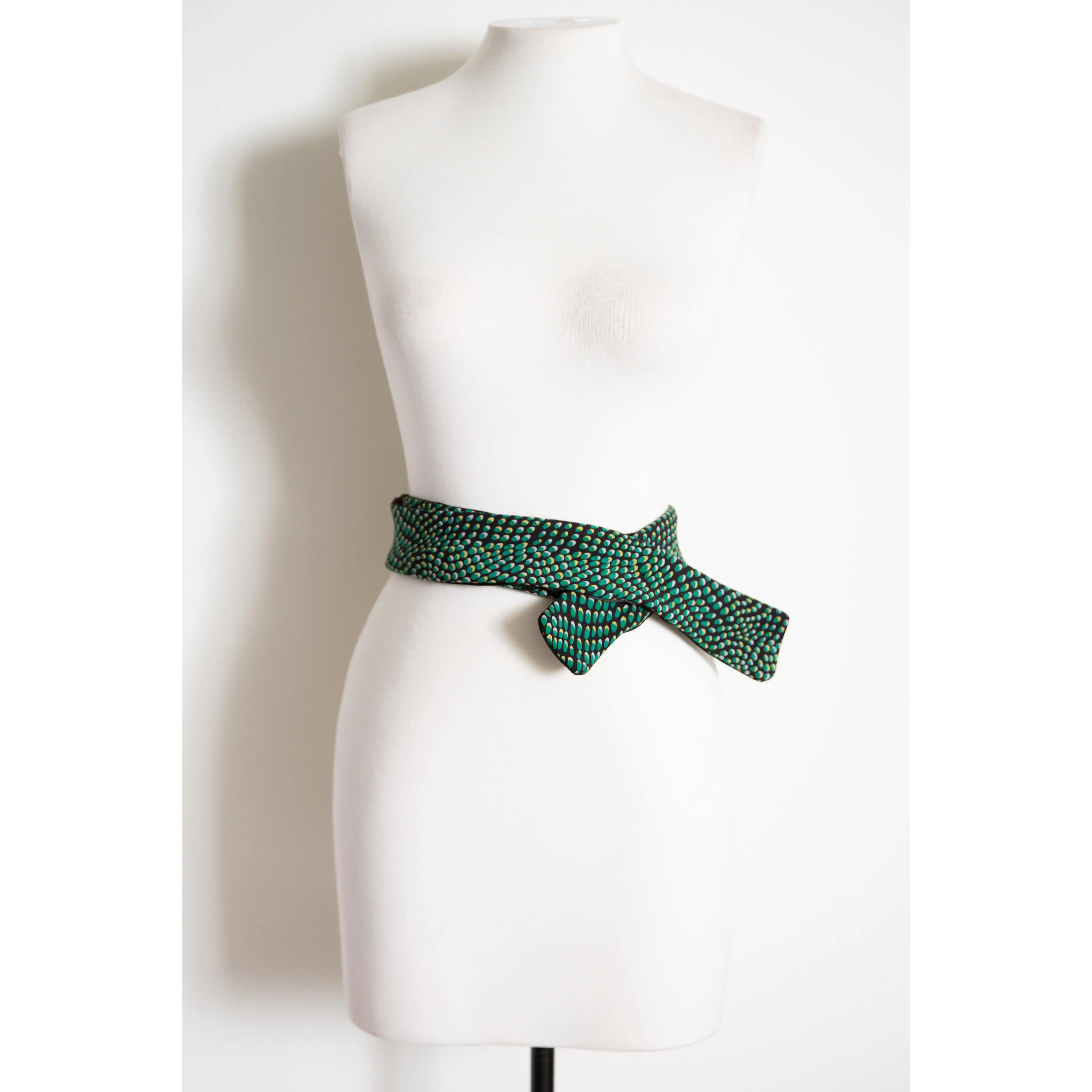 Wrap Tie Belt "Green Dots”