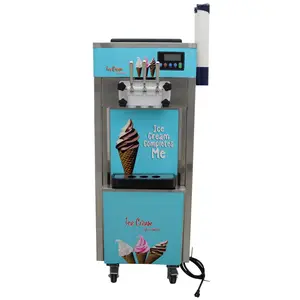 Yokoma 3Head Soft Ice Cream Machine 110V, 2+1 Flavors, One-Click Cleaning, Portable Design with Casters, Perfect for Cafes and Commercial Use