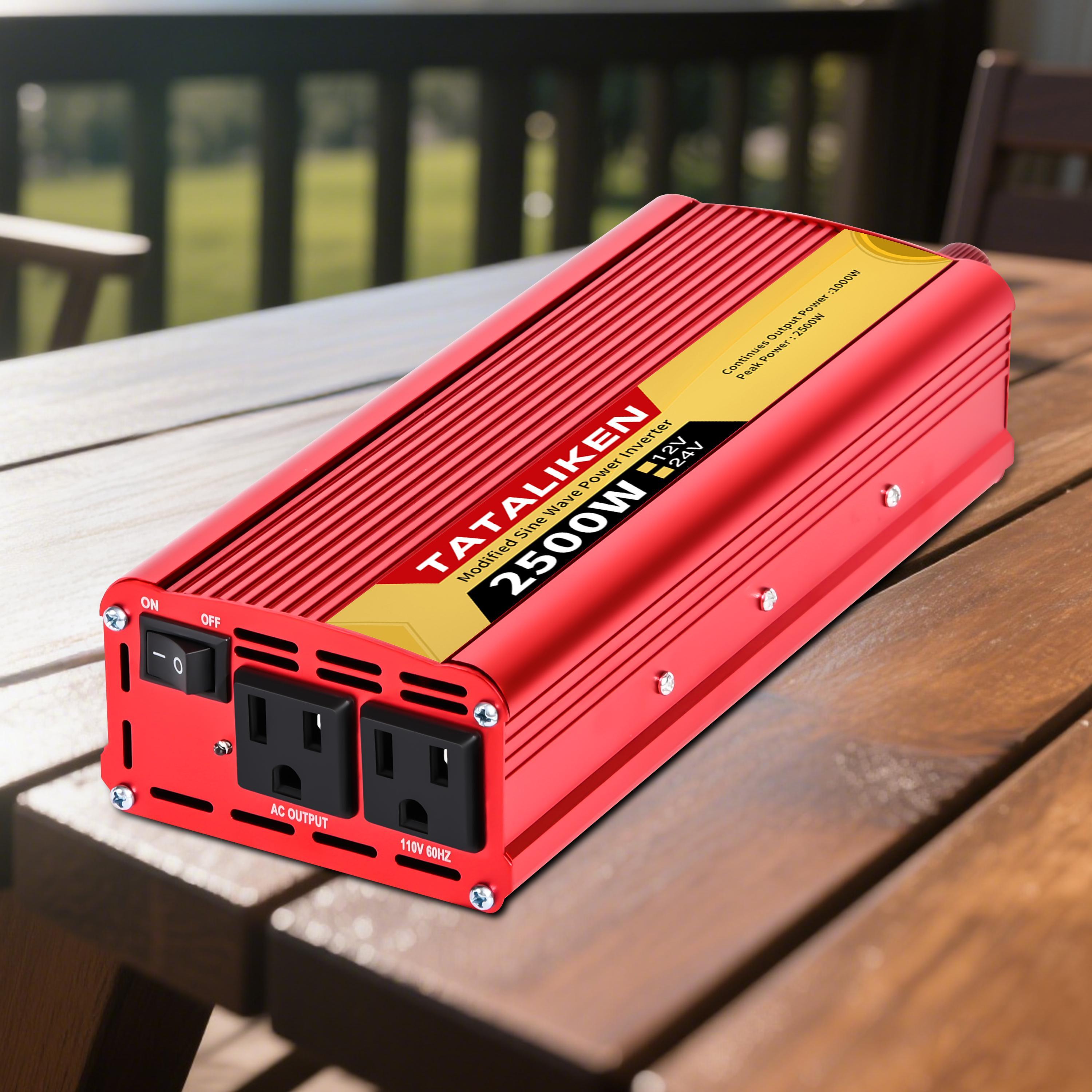 A must-have for camping! Modified sine wave inverter 2500W, DC 24V to AC 110V, mobile phone/computer/car refrigerator at any time, say goodbye to the anxiety of power outage, overload protection, and more assured to use electricity