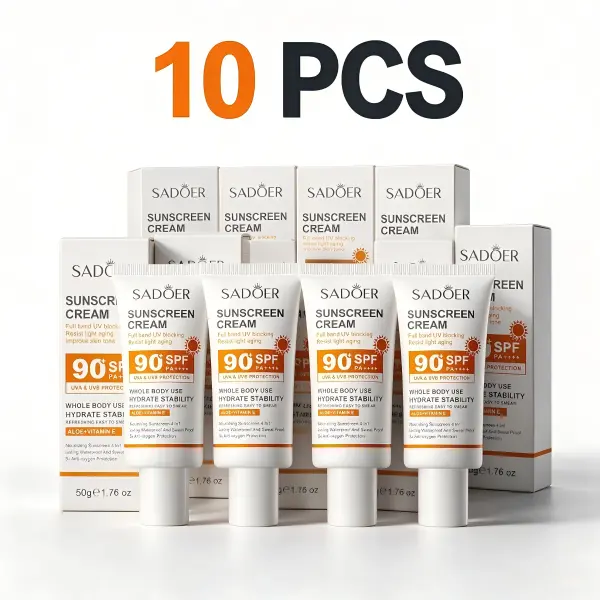 Value 10PCS Sunscreen SPF90+ Full UVA UVB Protection, Hydrating Non-Greasy Sun Cream For Face & Body, Daily Outdoor Travel Supply