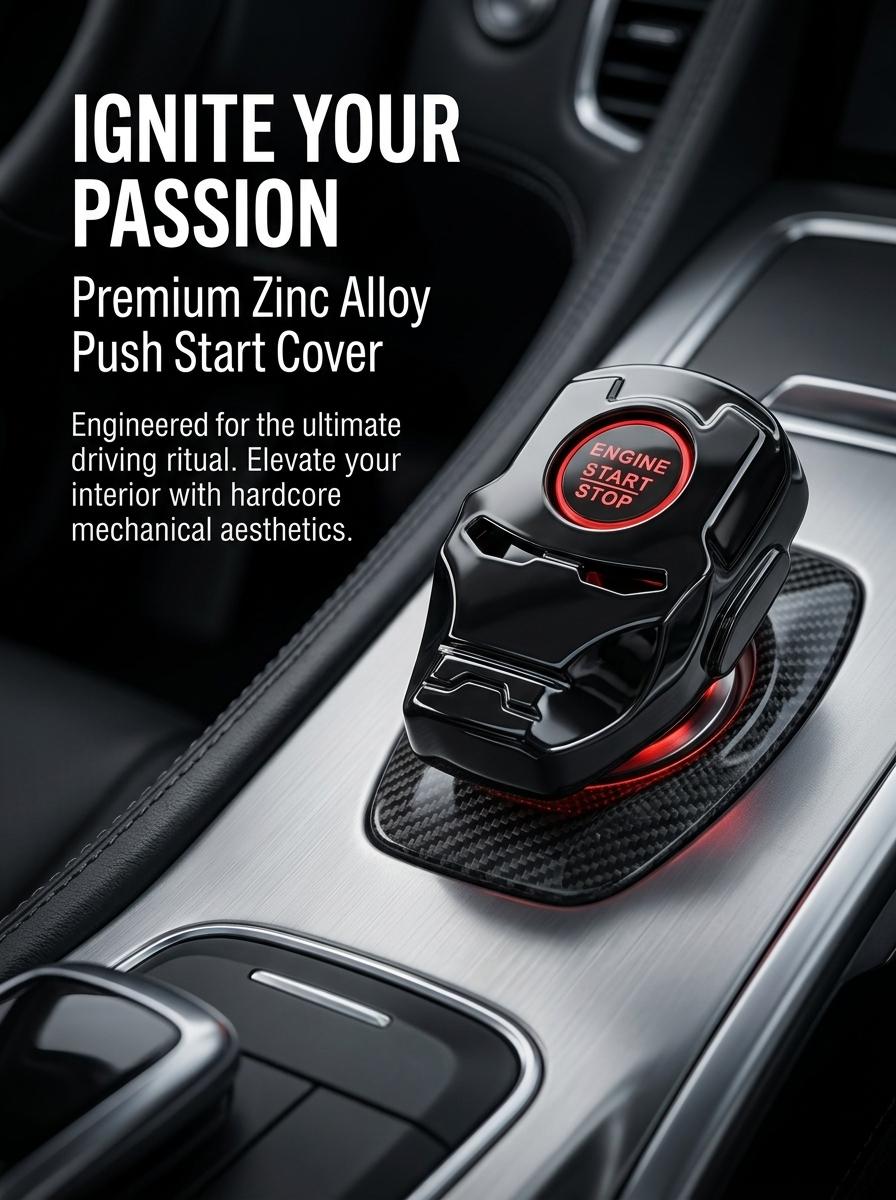 Superhero Armor Push to Start Button Cover - Metal Engine Ignition Trim, Anti-Scratch Car Interior Accessory Gadget
