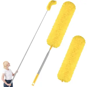 Dusters for Cleaning High Ceiling Fan,  Microfiber  Duster with 30'' to 100'' Telescoping Extension Pole, Long Extendable Duster for   Furniture Cobweb, Yellow