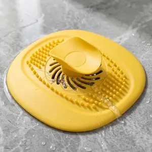 Reusable Silicone Drain Cover Removable & Washable Hair Catcher No Tools Installation Anti-Clog Anti-Odor Slip-Resistant Bathroom Kitchen Sink Strainer Efficient Drainage Durable Design