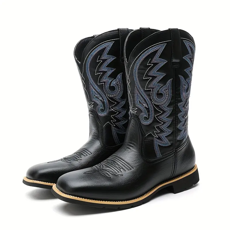 PLUS SIZE Men's retro Roper Boots,PU Leather Upper,Waterproof Non-Slip High Top Outdoor Overshoes