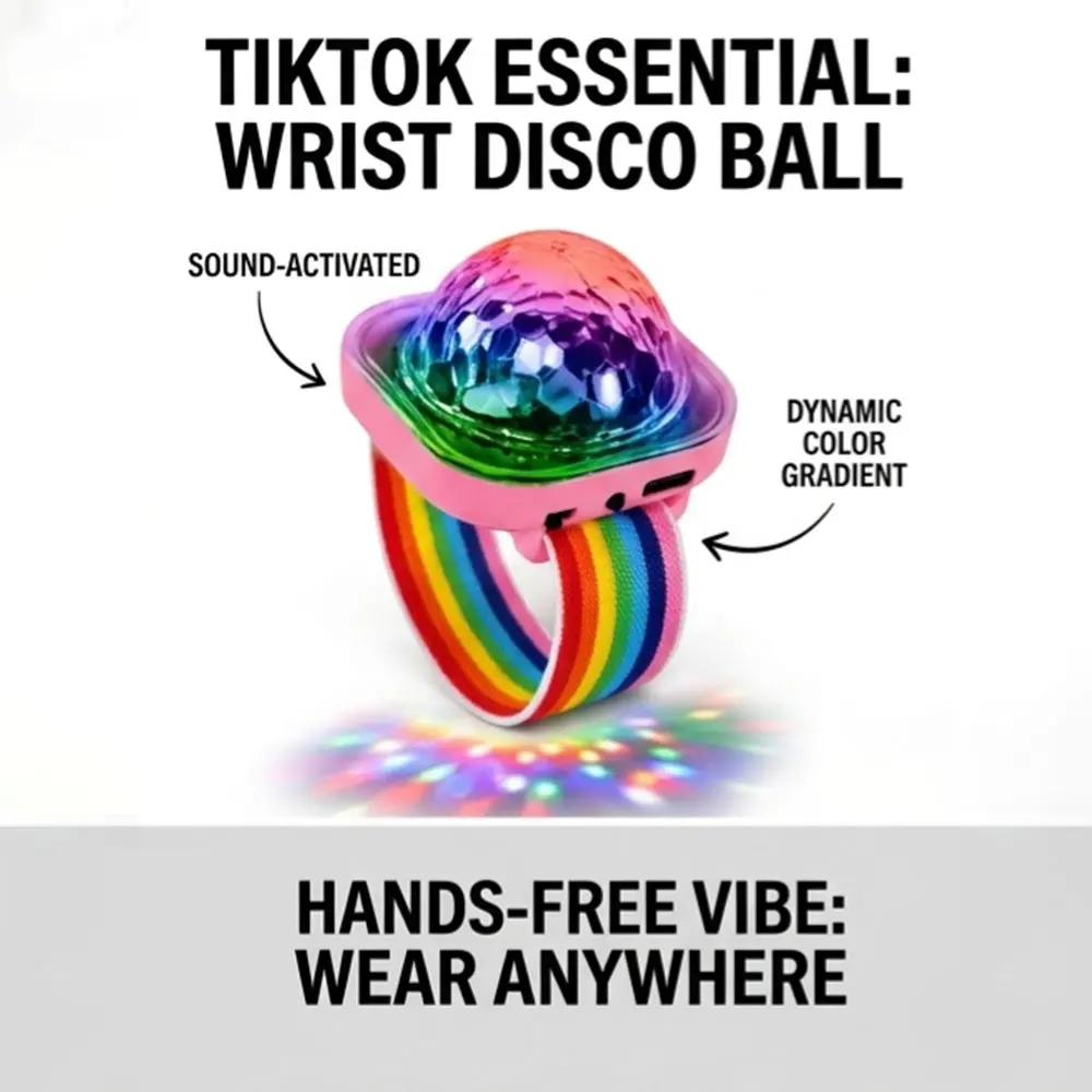 Wrist Disco Light Mini Projection Party Light Hands-Free Flash & Steady Mode Wearable Lamp for Club Rave Festival Birthday Party Supplies
