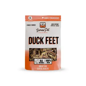 Gaines Family Farmstead Duck Feet for Dogs - 8 ct Single Ingredient Chews Natural Dental Health Support Made in USA