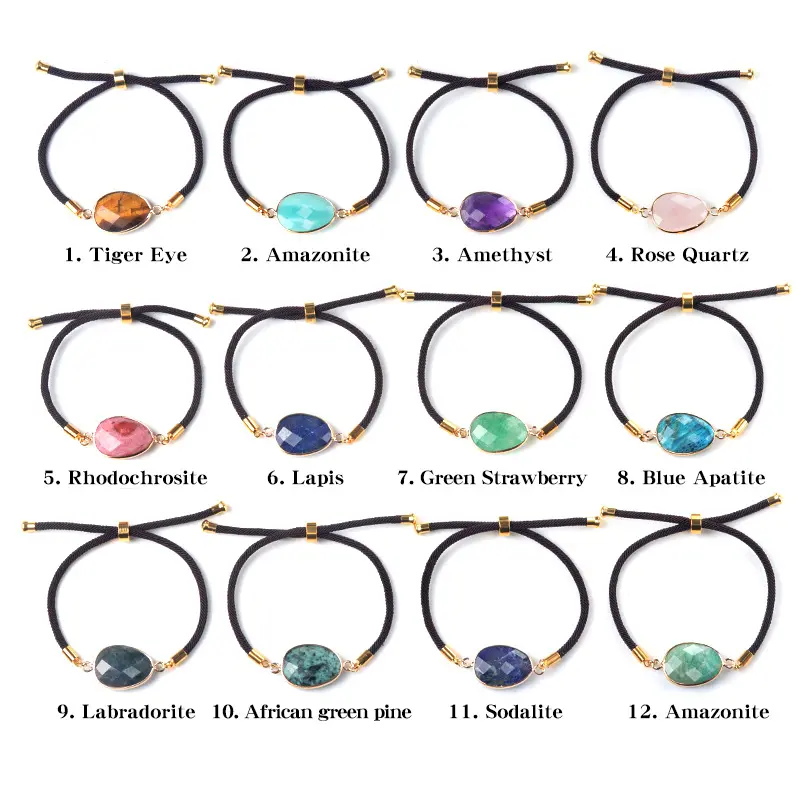 Tiger Eye Amazonite Amethyst Rose Quartz Rhodochrosite Lapis Green Strawberry Blue Apatite Labradorite African Green Pine Sodalite Amazonite Bracelets