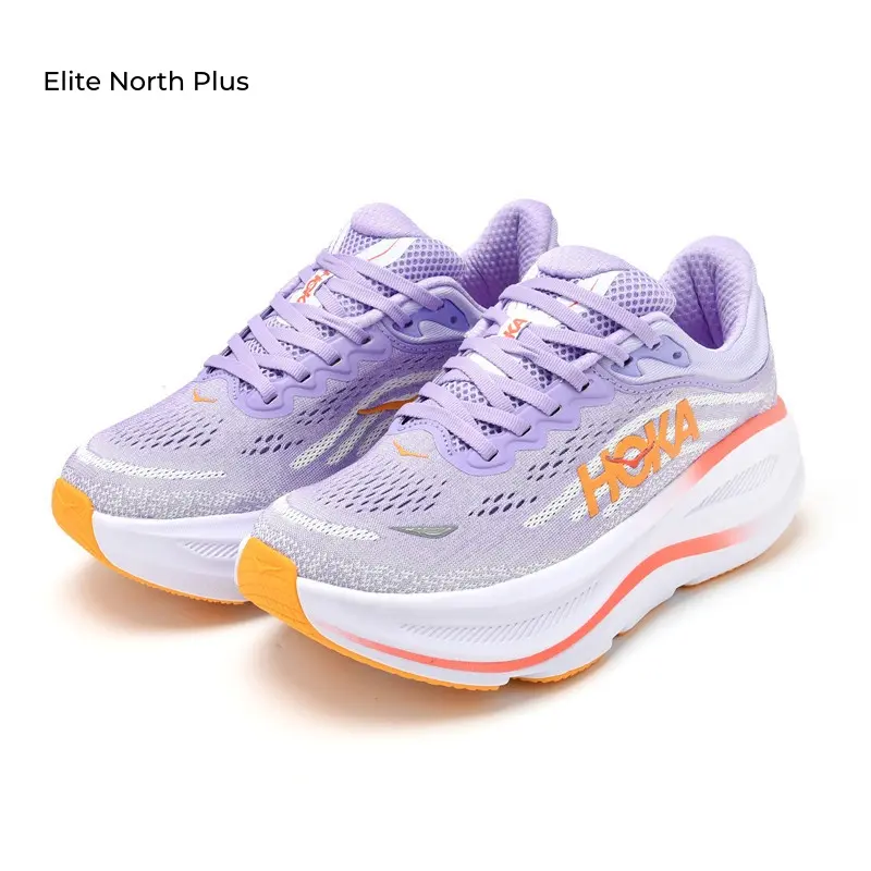 Lavender Breathable Mesh Running Shoes – Soft Cushioned Sneakers with Orange Accent Sole for Women & Men, Lightweight Shock-Absorbing Athletic Trainers for Gym, Walking & Road Running