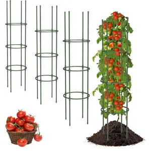 4 Pack Tomato Cages for Garden, 49" Tall Adjustable Heavy Duty Rust Resistant Tomato Trellis, with Upgraded Coupler for Raised Beds & Pots, Plant Stakes and Supports for Climbing Vegetables, Flowers